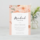 Peach Boho Floral Brautparty Einladung (Stehend Vorderseite)