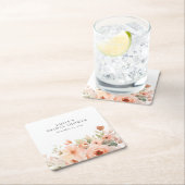 Peach Boho Floral Brautparty Rechteckiger Pappuntersetzer (Vor Ort)