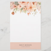 Peach Boho Floral Briefpapier (Vorderseite)