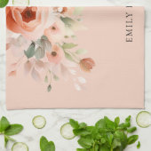 Peach Boho Floral Geschirrtuch (Gefaltet)