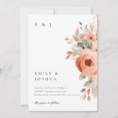 Peach Boho Floral Wedding Einladung (Vorderseite)