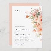Peach Boho Floral Wedding Einladung (Vorne/Hinten)