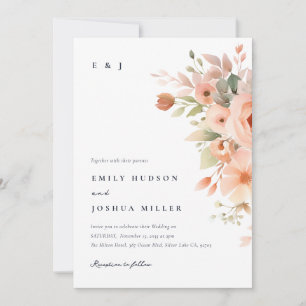 Peach Boho Floral Wedding Einladung