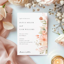 Peach Boho Floral Wedding Einladung