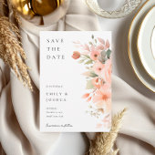 Peach Boho Floral Wedding Save The Date