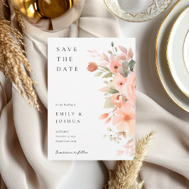 Peach Boho Floral Wedding Save The Date