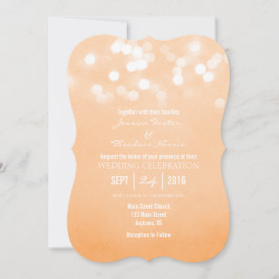 Peach Bokeh Glitzer Lights Hochzeit Einladung