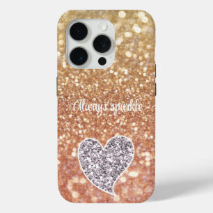 Peach Bokeh Silver Glitzer Herz Case-Mate iPhone Hülle