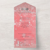 Peach Bokeh und Glitzer Quinceañera All In One Einladung (Innen Boden)