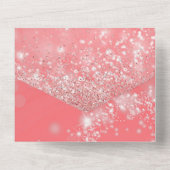 Peach Bokeh und Glitzer Quinceañera All In One Einladung (Rückseite)