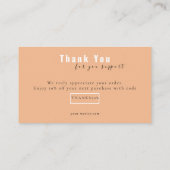 Peach Bold Script Thank You Card Discount Business Visitenkarte (Rückseite)