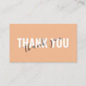 Peach Bold Script Thank You Card Discount Business Visitenkarte (Vorderseite)