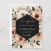 Peach Botanical Elegance Wedding Einladung (Vorderseite)