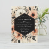 Peach Botanical Elegance Wedding Einladung (Stehend Vorderseite)