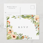 Peach Botanical Frame Wedding RSVP Song Anfrage Einladungspostkarte (Vorne/Hinten)