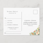 Peach Botanical Frame Wedding RSVP Song Anfrage Einladungspostkarte (Rückseite)