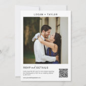 Peach Botanical Greenerenery Gold Frame QR Code Fo Einladung (Rückseite)