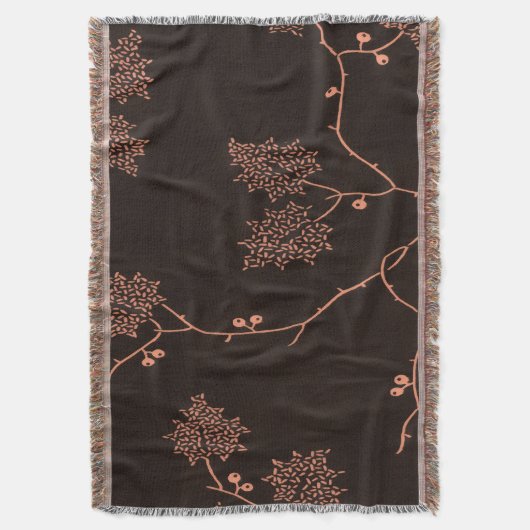 Peach Botanical Throw Blanket Decke (Vorderseite Vertikal)