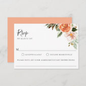 Peach Botanical Wedding Food Allergy RSVP Card (Vorne/Hinten)