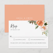 Peach Botanical Wedding Food Allergy RSVP Card Karte (Vorne/Hinten)
