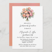 Peach Bouquet mit Diamonds Bridesmaids Luncheon Einladung (Vorne/Hinten)