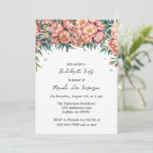 Peach Bouquet mit Diamonds Junggeselinnen-Abschied Einladung (Stehend Vorderseite)