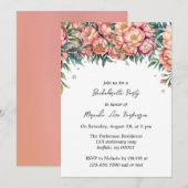 Peach Bouquet mit Diamonds Junggeselinnen-Abschied Einladung (Vorne/Hinten)