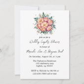 Peach Bouquet mit Diamonds Wedding Couples Dusche Einladung (Vorderseite)