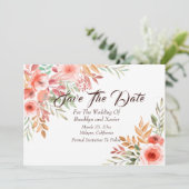 Peach Bouquet "Save the Date" Einladung (Stehend Vorderseite)