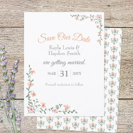 Peach Bouquet Wedding Save the Date Einladung