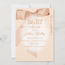 Peach Bow Baby Dusche Einladung