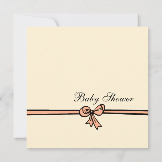Peach Bow-Baby Dusche Einladung (Vorderseite)