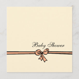 Peach Bow-Baby Dusche Einladung