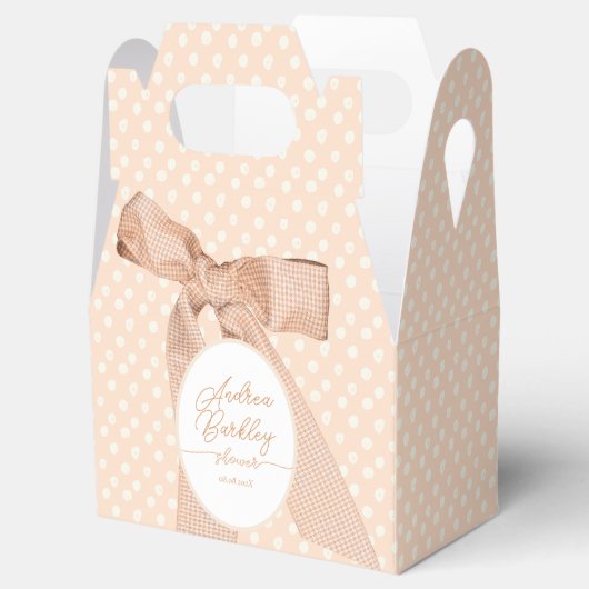 Peach Bow Baby Dusche Geschenkschachtel (Geöffnet)