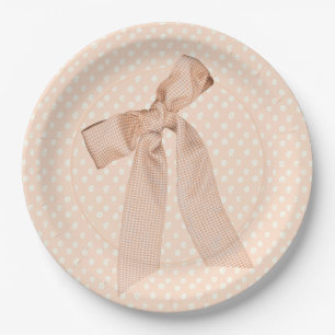 Peach Bow Baby Dusche Pappteller
