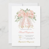 Peach Bow Baby Shower Girl Einladung (Vorderseite)