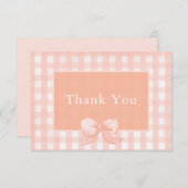 Peach Bow Gingham Dankeschön Karte (Vorne/Hinten)
