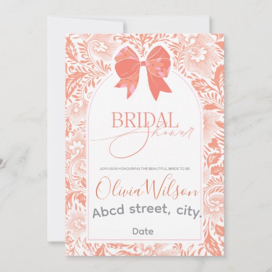Peach-Brautparty Einladung (Vorderseite)