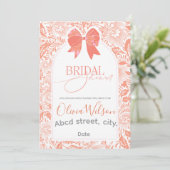 Peach-Brautparty Einladung (Stehend Vorderseite)