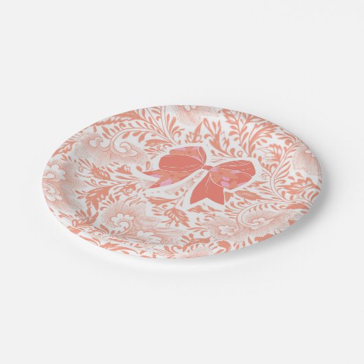 Peach-Brautparty Pappteller (Schrägansicht)