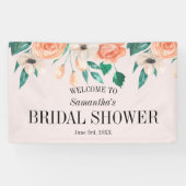 Peach Brautparty Personalisiert Floral Banner (Horizontal)