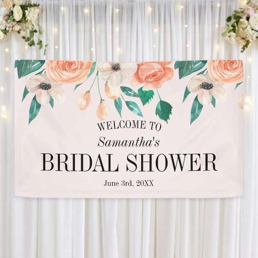 Peach Brautparty Personalisiert Floral Banner