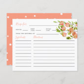 Peach Brautparty Rezept Card (Vorne/Hinten)