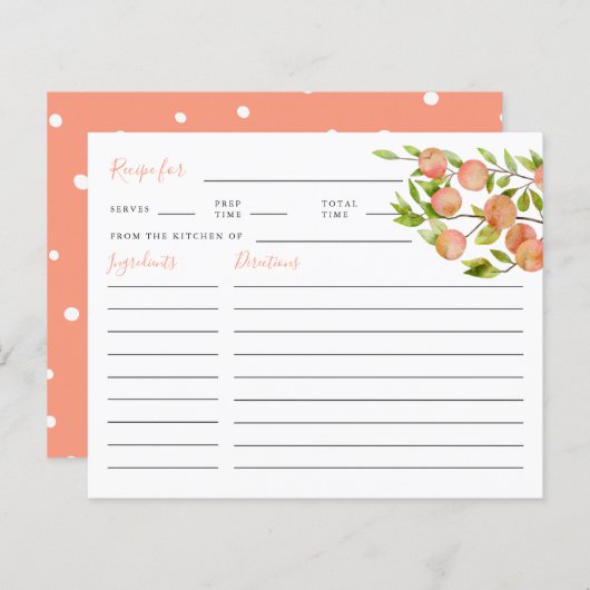 Peach Brautparty Rezept Card (Vorne/Hinten)