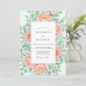 Peach Breathtaking Botanical Wedding Einladung (Stehend Vorderseite)