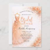 Peach Bridesmaid Dress Bridal Shower Einladung (Vorderseite)