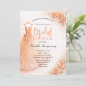 Peach Bridesmaid Dress Bridal Shower Einladung (Stehend Vorderseite)