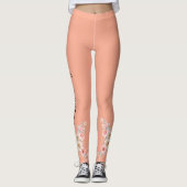 Peach Brigal Blumenbraut & Brautjungfrau Leggings (Vorderseite)