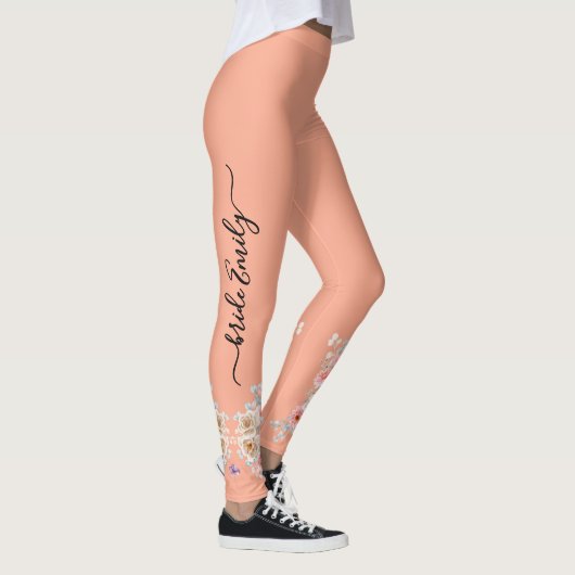 Peach Brigal Blumenbraut & Brautjungfrau Leggings (Rechts)