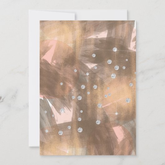 Peach Bronze Diamond Wedding Dress Brautparty Einladung (Rückseite)